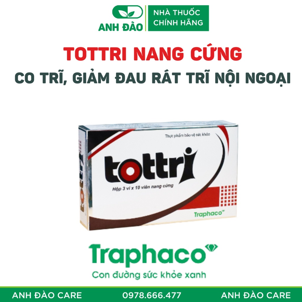 Bộ TOTTRI Traphac -giúp giảm đau rát do trĩ nội, trĩ ngoại, bệnh nhân bị táo bón,đi ngoài ra máu tươi- NHÀ THUỐC ANH ĐÀO