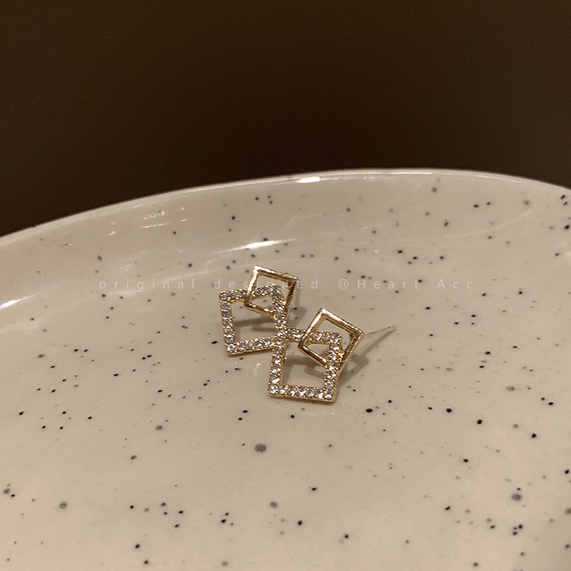 Khuyên Tai Bạc Hình Vuông Đơn Giản Phong Cách Hàn Quốc Thời Trang Mùa Hè Hàng Mới Dành Cho