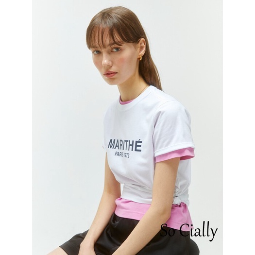 Áo Thun Ngắn Tay In LOGO Marithe Francois Thời Trang Mùa Hè Hàn Quốc