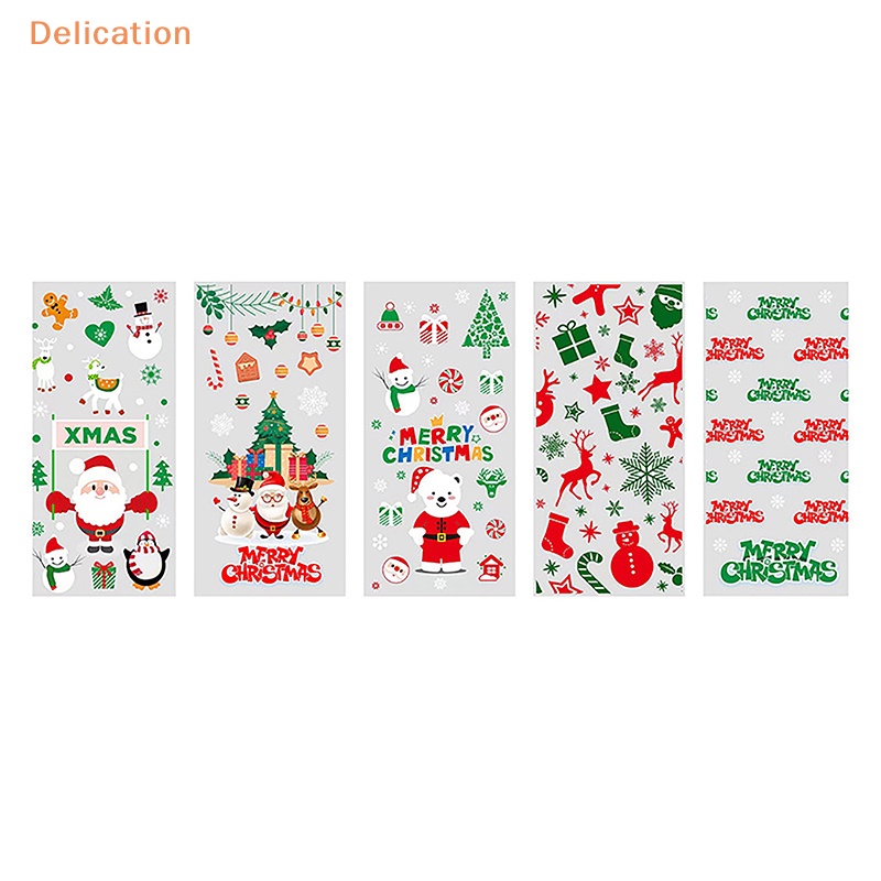 Bộ 50 túi gói kẹo/ bánh quy ELEBUY bằng nhựa trong suốt có dây buộc ruy băng làm quà tặng Giáng sinh