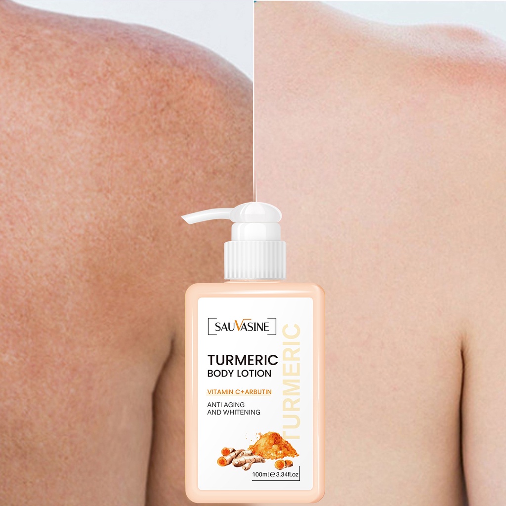 Sữa Dưỡng Thể SAUVASINE Turmeric 100ml Chứa Vitamin C Arbutin Làm Trắng Da Tẩy Tế Bào Chết Chống Lão Hóa