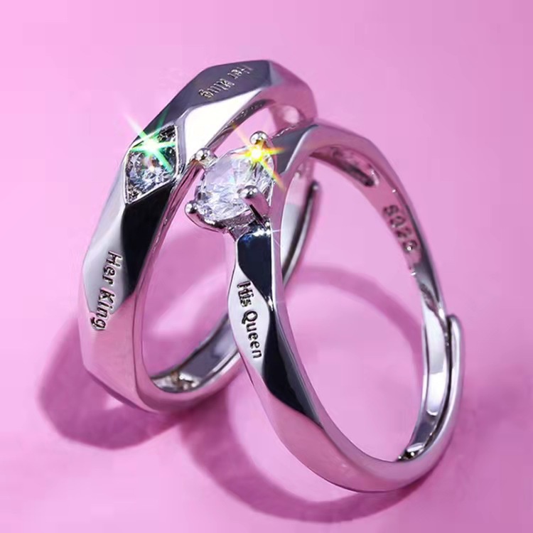 Nhẫn Đôi Khắc Chữ Her King / His Queen