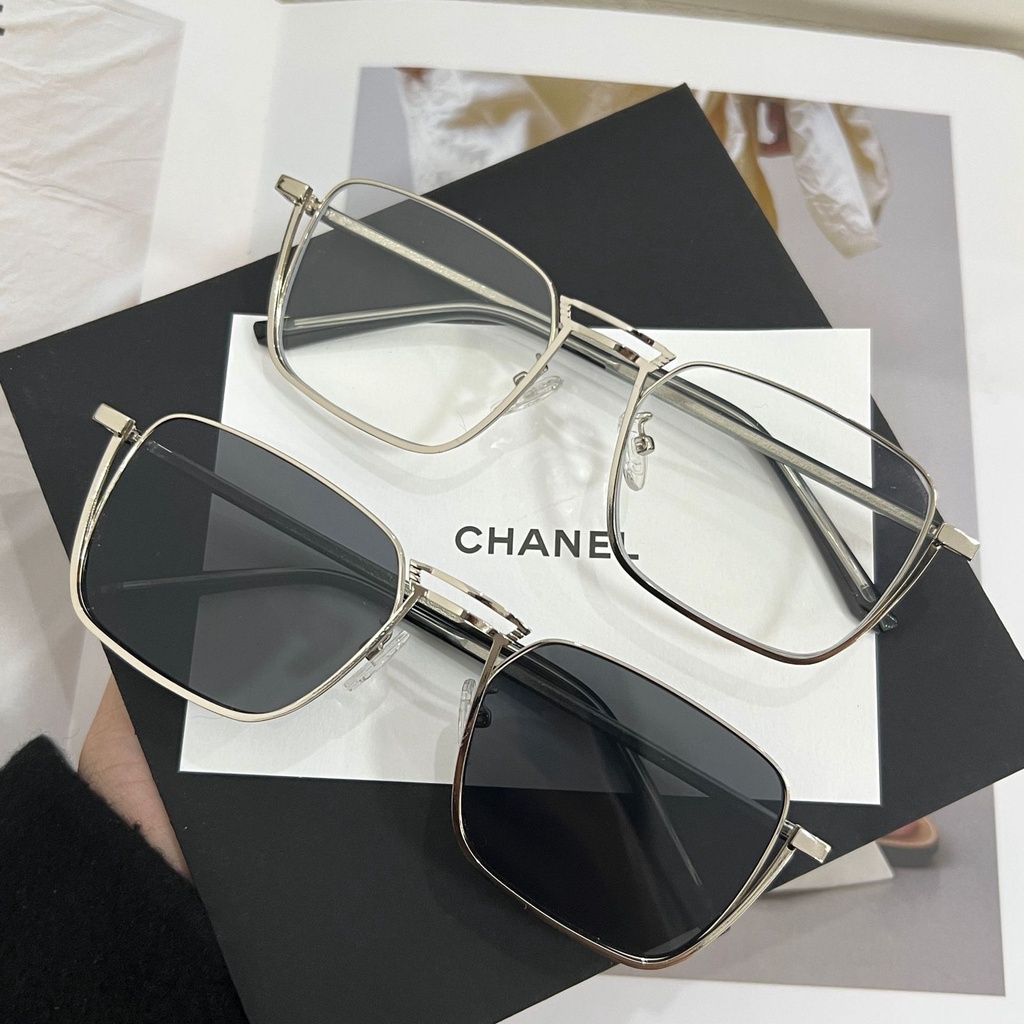 Mới Kính Mát Gọng Vuông Kim Loại Chống Ánh Sáng Xanh Thời Trang Cho Nam Và Nữ