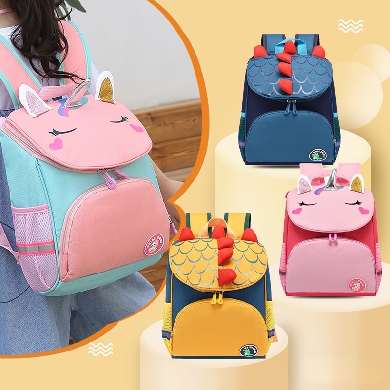 Ba lô trẻ em túi đi học mẫu giáo cho bé gái unicorn cartoon light pony school ba lô thời trang khủng long thích hợp cho học sinh lớp 1-3