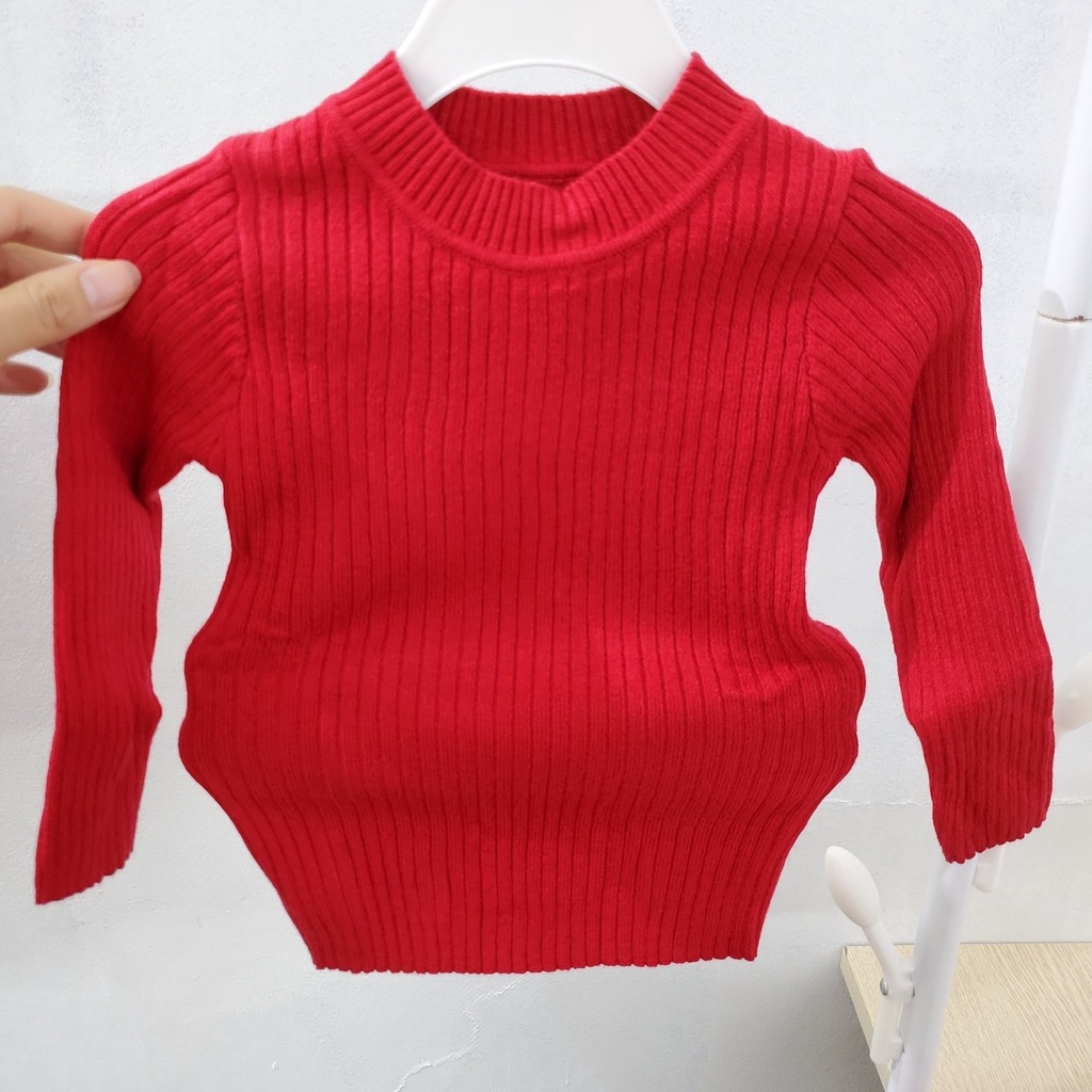 Áo len dài tay thu đông cổ tròn cao 3p Lullaby hàng xả len cotton co giãn 4 chiều mềm mại bé trai bé gái 12m - 4y