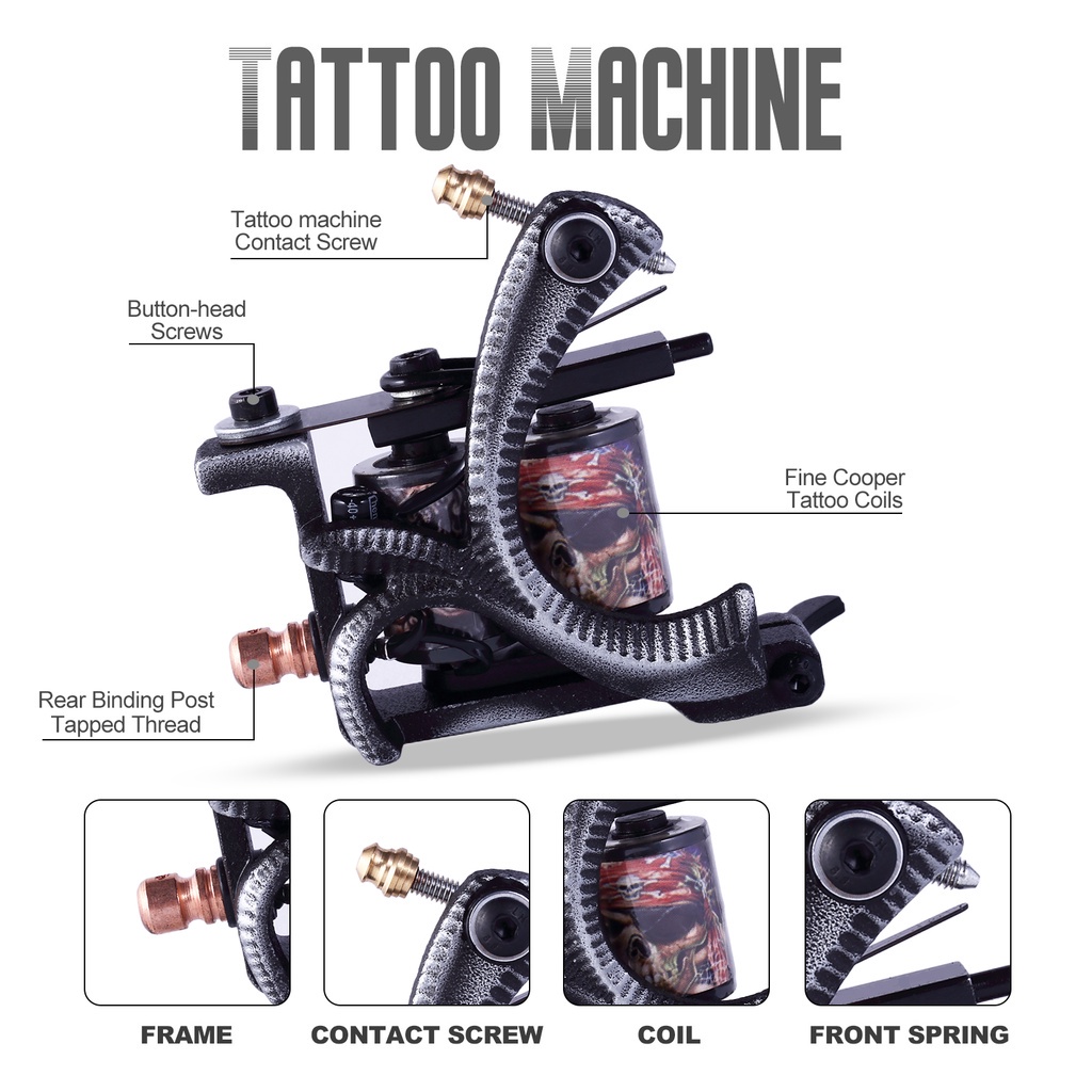 Máy xăm 1pc cho đường kẻ và bóng máy xăm quay phụ kiện hình xăm gang bọc cuộn công cụ hình xăm cho nghệ thuật cơ thể