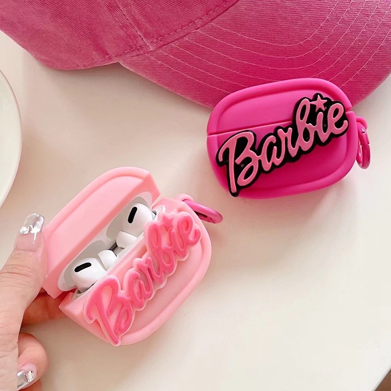 Barbie letter rose red pink black silicone oval barbie letter có thể xoay tương thích cho airpods pro airpods pro2 airpods tai nghe bluetooth không dây thế hệ 3/2/1 vỏ mềm