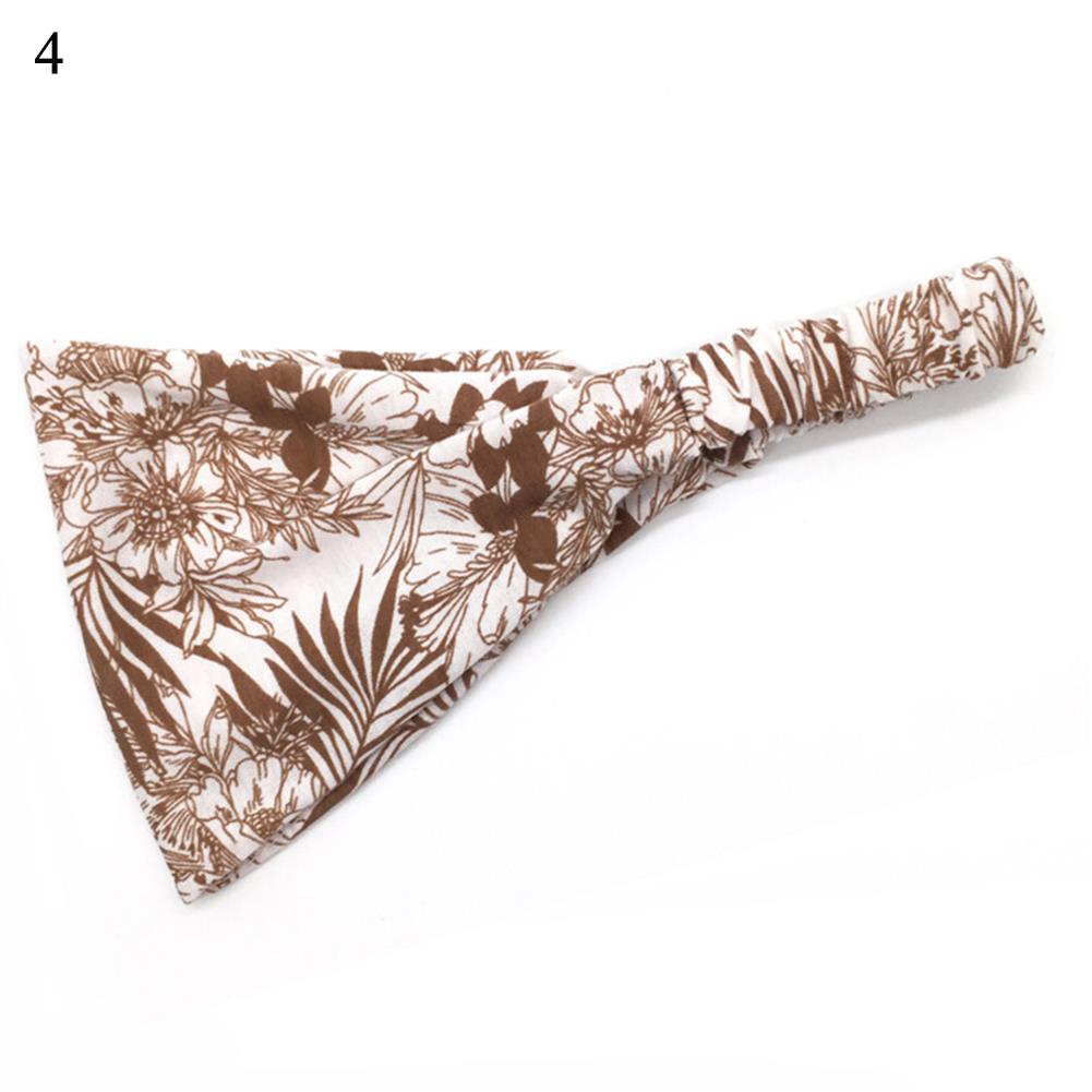 Boho floral in tóc ruy băng đàn hồi dây buộc tóc rộng cotton căng thể thao băng đô yoga