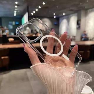 Mới sang trọng trong suốt cho vỏ điện thoại từ tính cho iphone 12 pro max 13 14 plus 15 sạc không dây crystal clear acrylic bumper cover