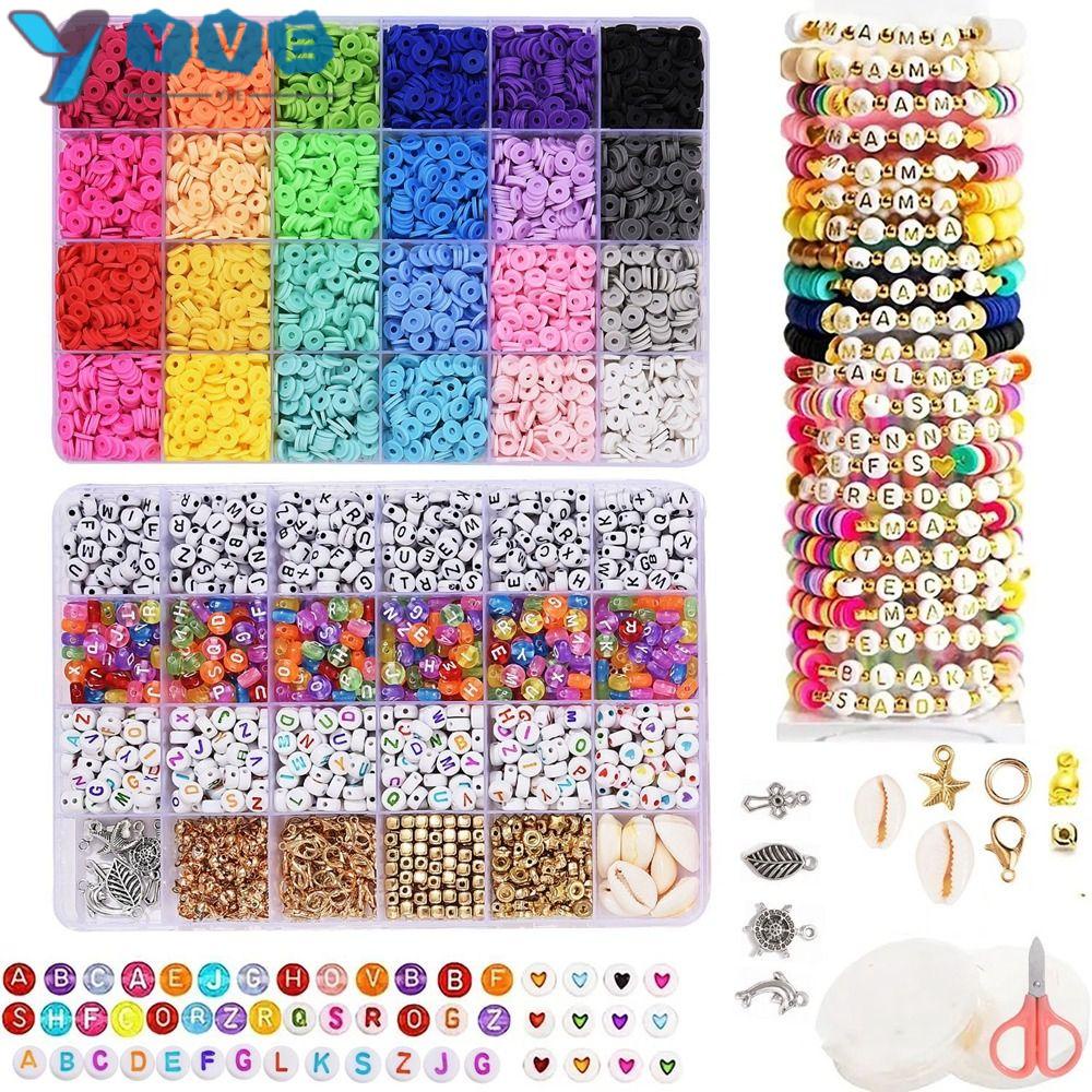 Yve polymer clay, bộ làm đồ trang sức diy craft kit spacer beads, tua vòng cổ mặt dây chuyền vòng nhảy vòng đeo tay hạt đất sét