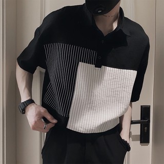 Áo sơ mi lụa cổ đứng kẻ sọc cá tính thời trang cho nam