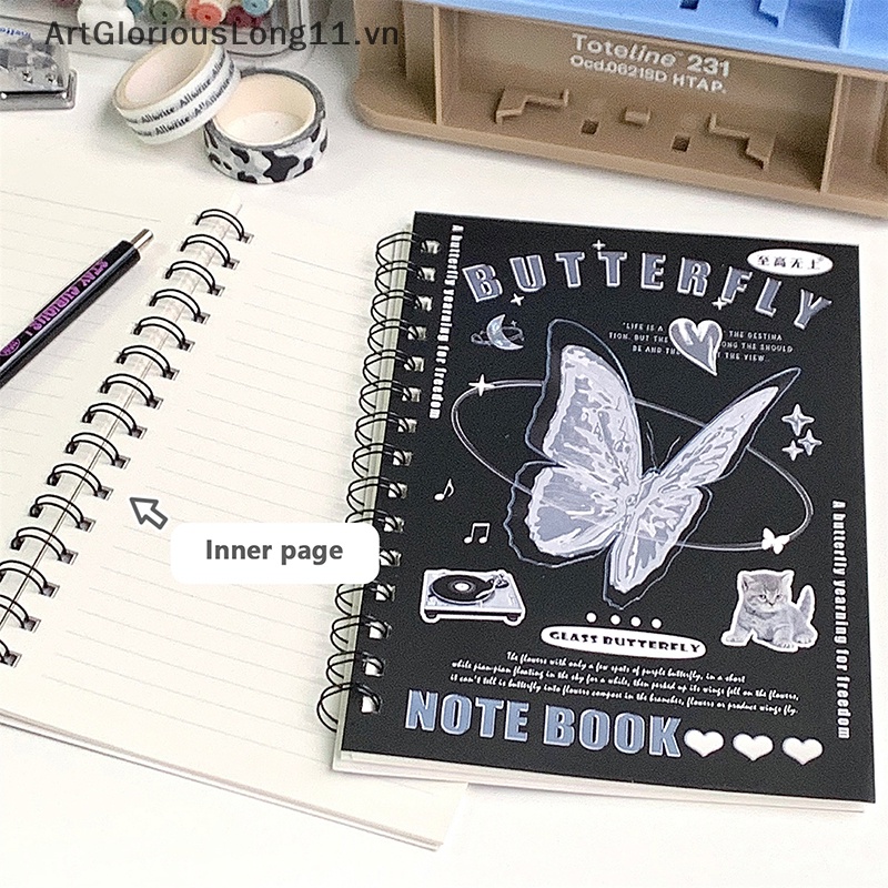 Artgloriouslong 50sheets a5 notebook màu đen đơn giản ins style retro bìa cuộn phim hoạt hình đáng yêu đường ngang nhật ký sổ lưu niệm đồ dùng học sinh.