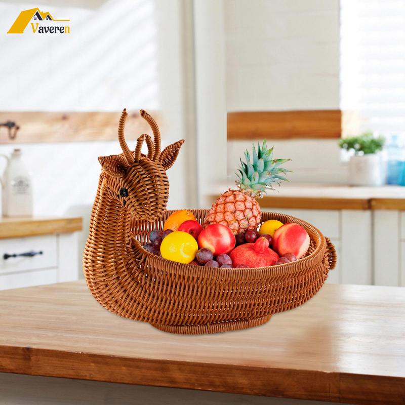 Giỏ trái cây mây giỏ đựng thức ăn phục vụ bát trang trí cổ điển, bát đựng thực phẩm dệt cho đồ ăn nhẹ, cắm trại, nhà hàng, nhà bếp để bàn