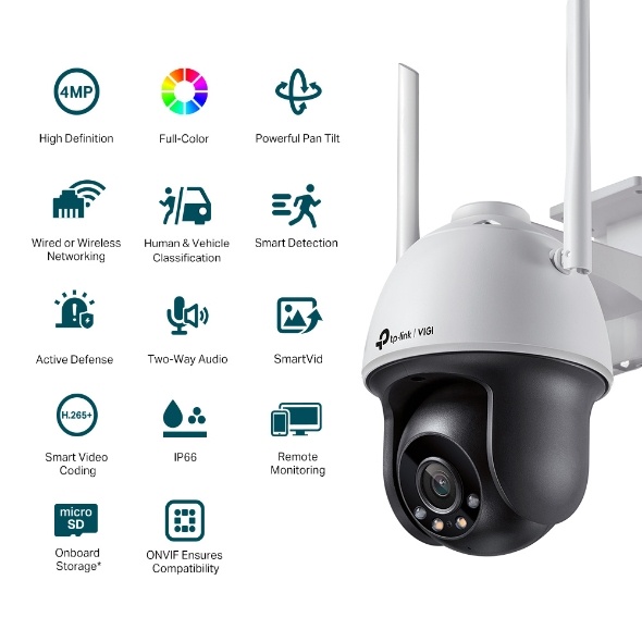 Camera WiFi TP-Link VIGI C540-W 4MP Ngoài Trời, Quay Quét 360 Độ, Đàm Thoại 2 Chiều -Cam Kết Hàng Chính Hãng