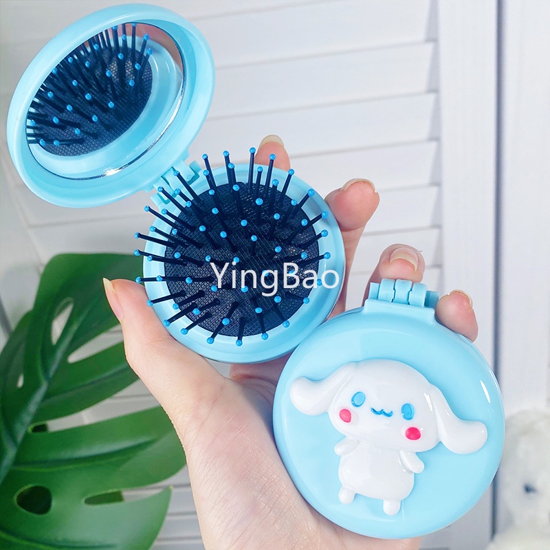 Lược túi khí sanrio kuromi cinnamoroll my melody pompompurin mini portable air cushion comb mirror folding massage comb