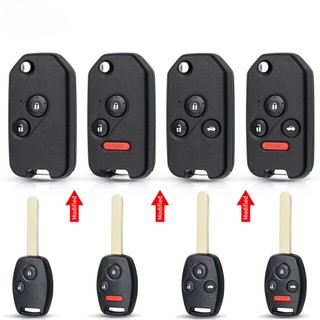 Uncut blade folding car key shell flip remote car key case for honda accord 3 buttons car key cover