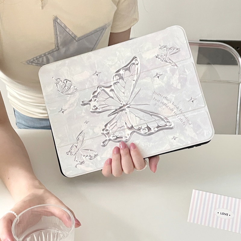 Silver star butterfly anti-fall silicone soft chống va đập cho ipad mini 6/5 ipad 9,7 5 6th air 3/4/5 ipad 10,2 7th/8/9/10th pro 11 2022 ipad pro 2021 2020 giá đỡ ipad