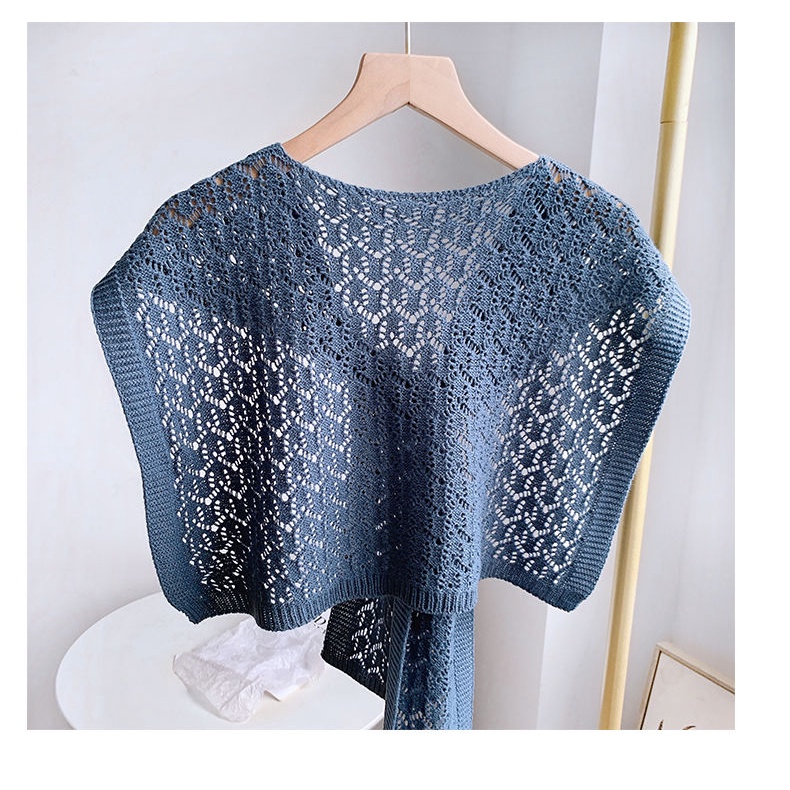 Shawl women ultra-light thin hollow knitted shawl new style high-end air conditioning room knotted small waistcoat