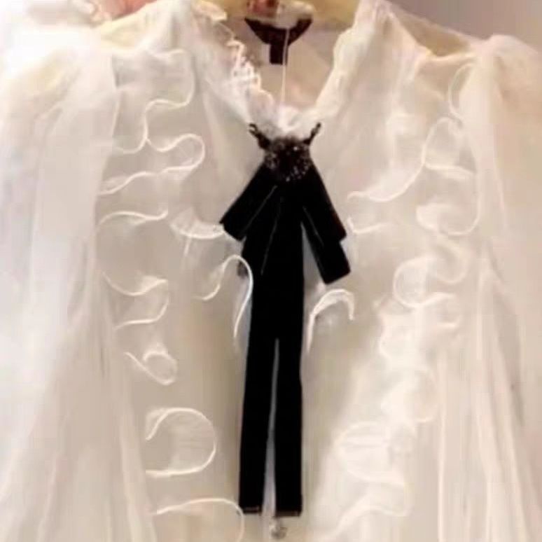 Áo Sơ Mi Trắng Phối Ren Phong Cách Hàn Quốc Thời Trang Xuân Thu Cao Cấp Cho Nữ