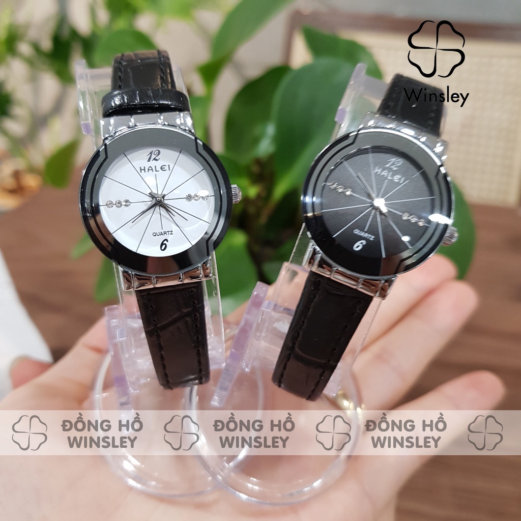 Đồng hồ nữ dây da Halei mặt nhỏ chống nước chính hãng rẻ đẹp