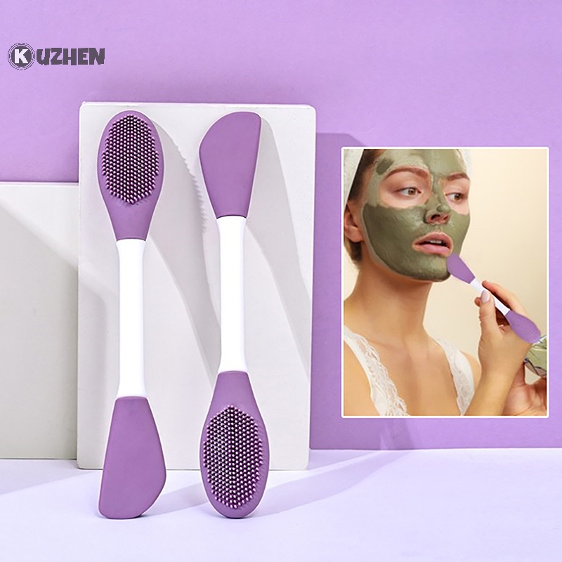 Kuzhen facial mask brush double ended silicone face mask dụng cụ làm mặt nạ đất sét hot