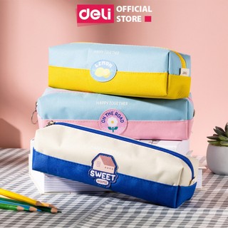  Hộp bút Túi đựng bút vải canvas họa tiết dễ thương Deli - Chống thấm nước - Bóp viết phù hợp cho học sinh sinh viên 