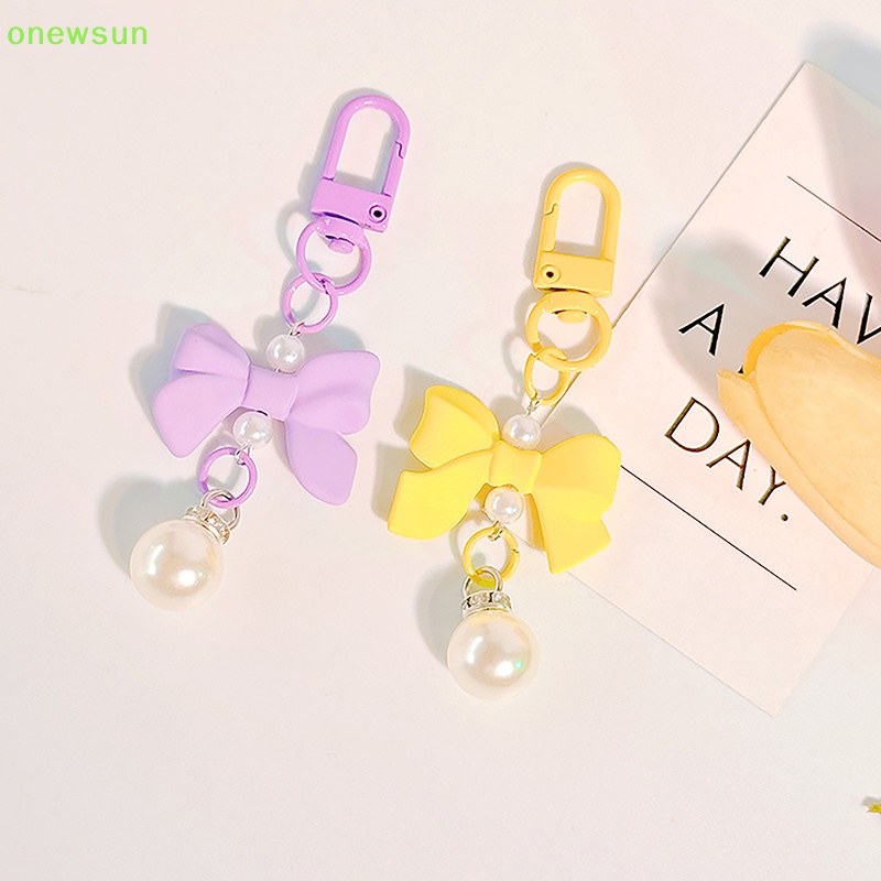 Onewsun nơ kẹo màu mặt dây chuyền chìa khóa thời trang y2k keychain hộp đựng tai nghe túi quyến rũ mặt dây chuyền phụ kiện túi xách mới