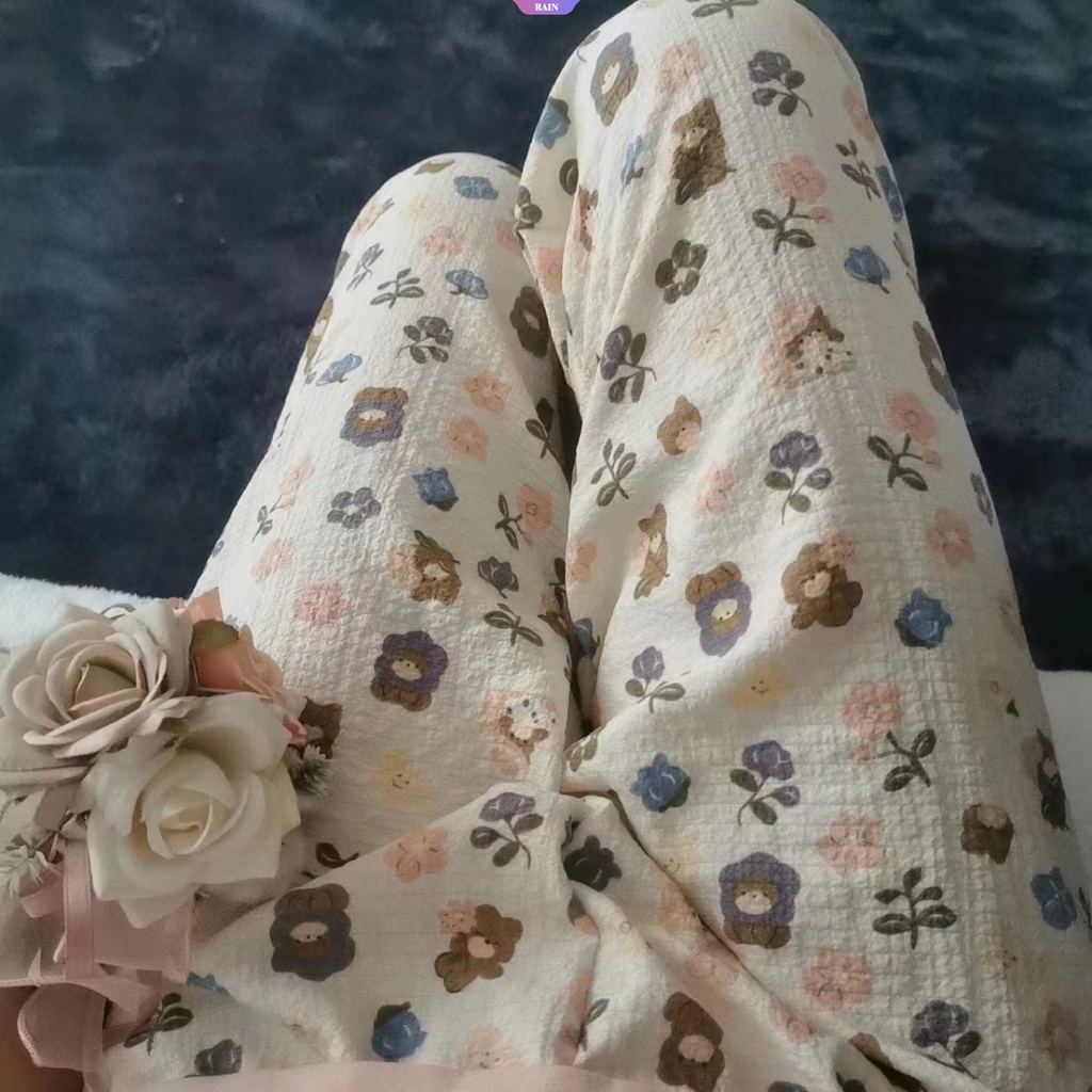 SANRIO Quần Dài Dáng Rộng Eo Co Giãn Mềm Mại In Họa Tiết Hoạt Hình Shin-chan Kiểu Nhật Bản Cho Nữ