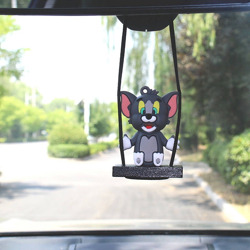 Cute Cat and Mouse Automobile Hanging Ornament Creative Car Decoration Car Rearview Mirror High-End Ornaments Car Interior Decoration JZ5x