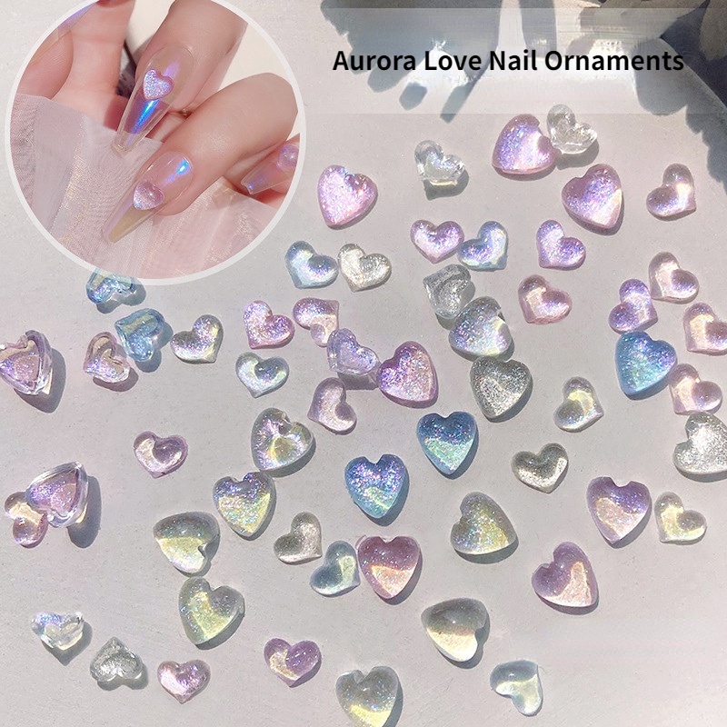 Hộp 40-50 Hạt Ngọc Trai Hình Trái Tim Trang Trí Móng Tay Nghệ Thuật Cho Nữ