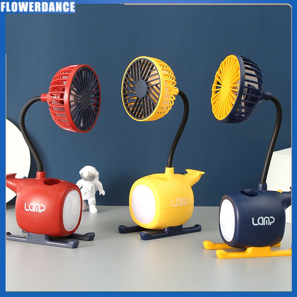 Quạt Để Bàn Hoạt Hình Sáng Tạo Đa Năng 3 Trong 1 Đèn Led Ban Đêm Đèn Bàn Có Thể Gập Lại Với Giá Đỡ Bút Trang Trí Phòng Ngủ Học Sinh Trẻ Em Flowerdance