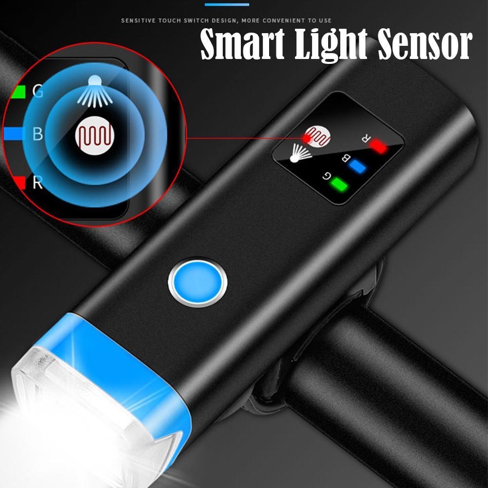 Hàng Có Sẵn Còi Xe Đạp Đa Chức Năng Đèn Pha Cảm Ứng Xe Đạp 2400 Mah Đèn Pha Lái Xe Đèn Pin Mạnh Sạc Usb Elle