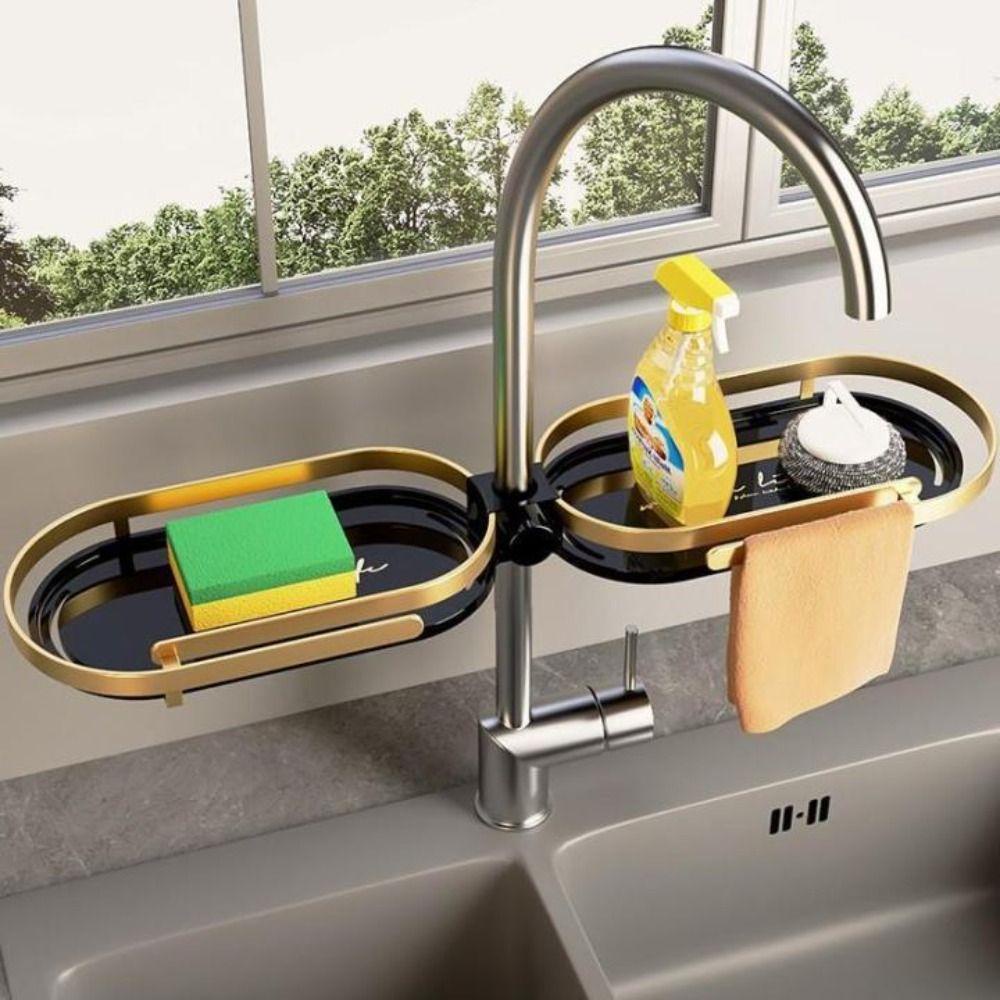 1 Giá Đỡ Bọt Biển Rửa Chén Bằng Nhôm Không Cần Khoan Lỗ Tiện Dụng Cho Nhà Bếp / Phòng Tắm