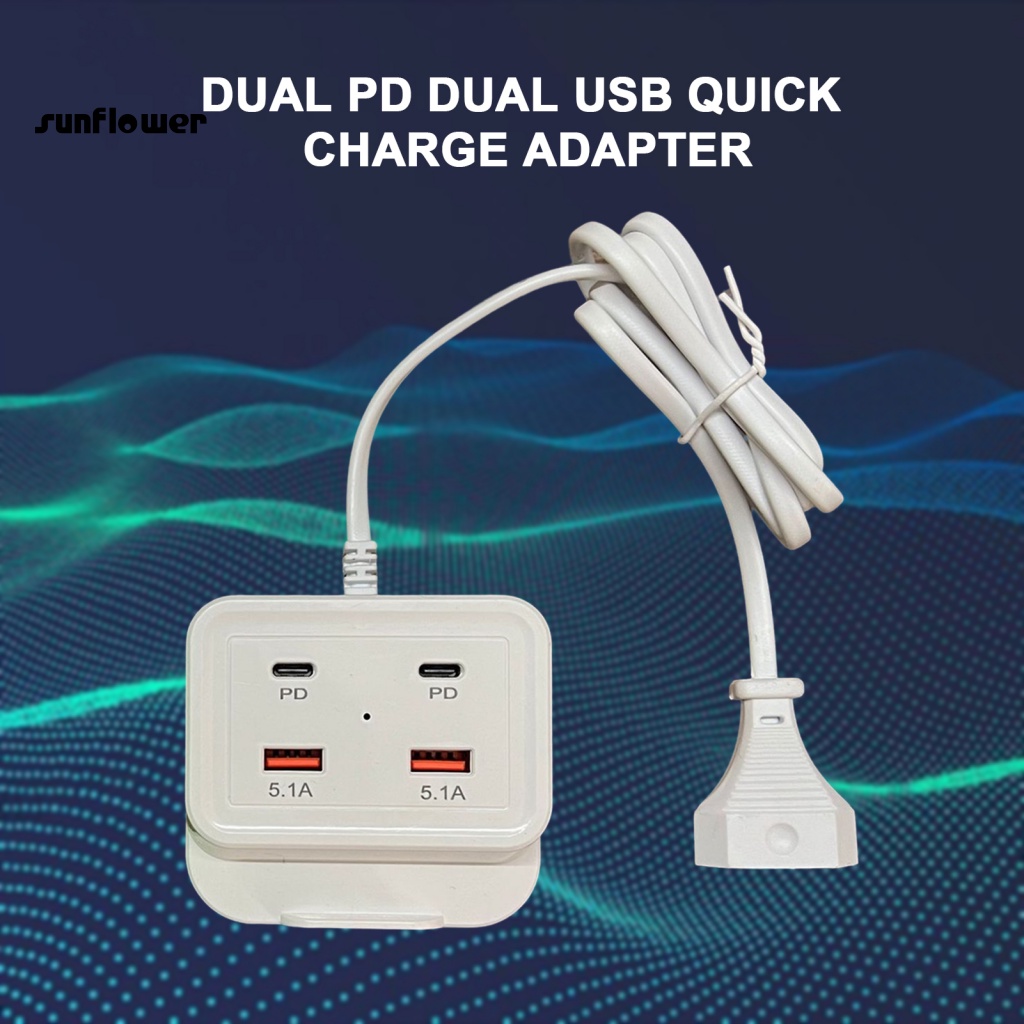 Tẩu Sạc Nhanh PD Kép USB Kép Bằng ABS Cho Android Apple