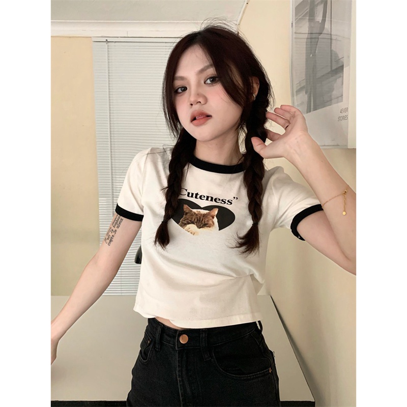 NRVP Áo Thun Tay Ngắn In Họa Tiết Phong Cách Hàn Quốc Mới Cho Nữ