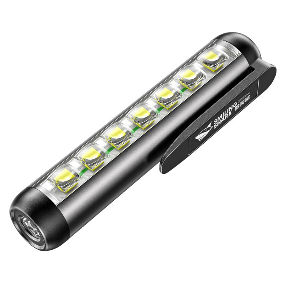 Đèn Kẹp Bút Hình Cá Mập Cười Đèn Pin Mini Cầm Tay Đèn Pha Lớn Đèn Bên Có Khả Năng Hấp Thụ Từ Tính Mạnh Đèn Pin Đèn Pin