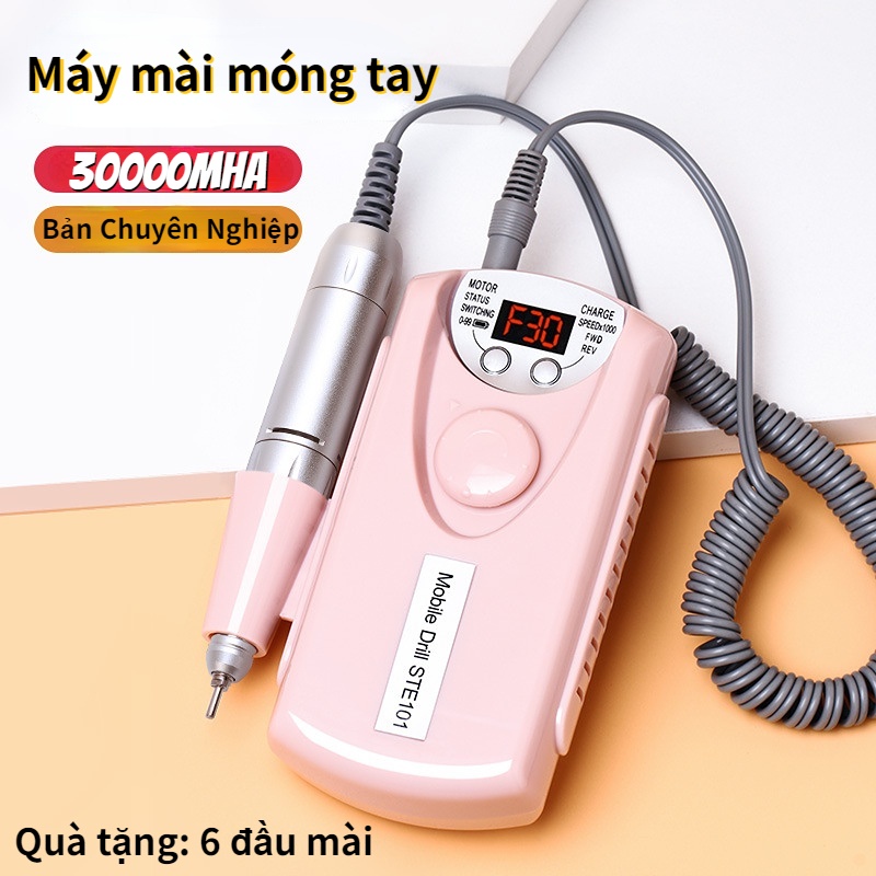 Máy mài móng Máy mài móng có thể sạc lại chuyên dụng trong ngành 30000MHA, miễn phí 6 đầu mài Máy mài móng tay