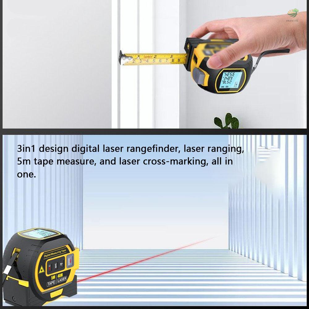 Thước Dây Laser Đo Khoảng Cách 3 Trong 1 5m Có Màn Hình LCD