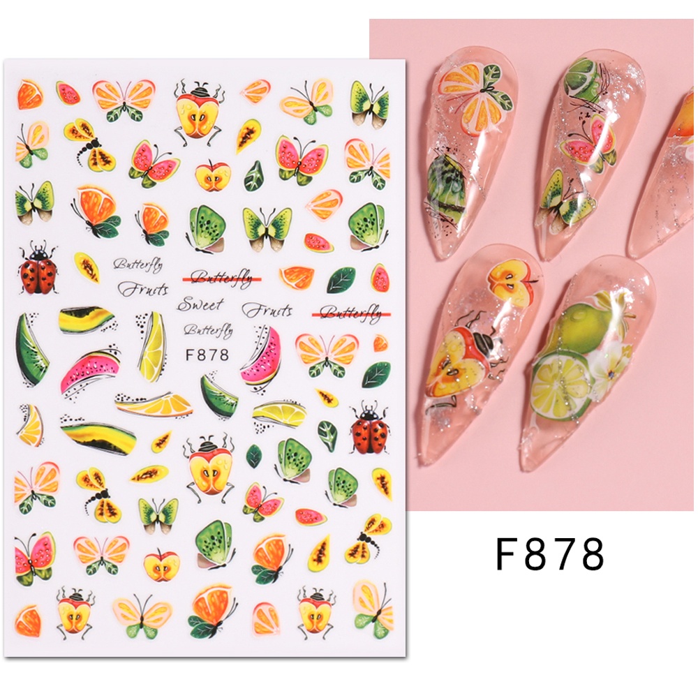 Nhãn Dán Móng Tay 3d Họa Tiết Trái Cây Hoạt Hình Dễ Thương