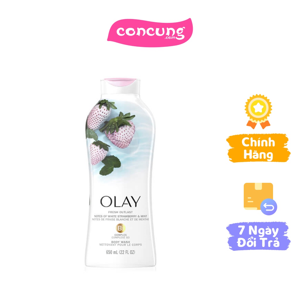 Sữa tắm Olay Body wash Fresh Outlast White Strawberry & Mint 650ml