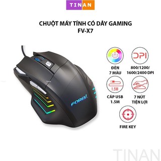 Chuột gaming fv-x7 có dây led rgb 2400dpi, sử dụng chơi game, văn phòng