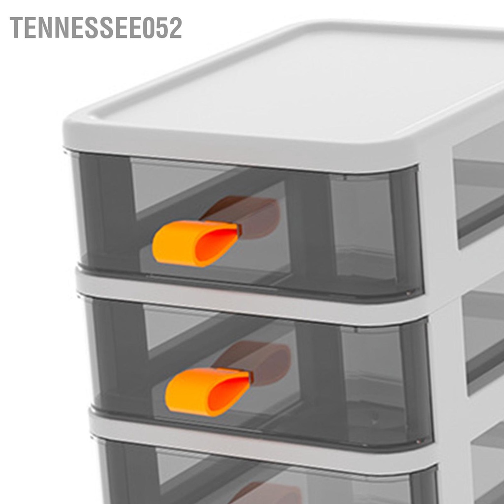 [Hàng Sẵn] Hộp đựng đồ bằng nhựa trong suốt có ngăn kéo để bàn cho văn phòng có tay cầm màu cam【Tennessee052】