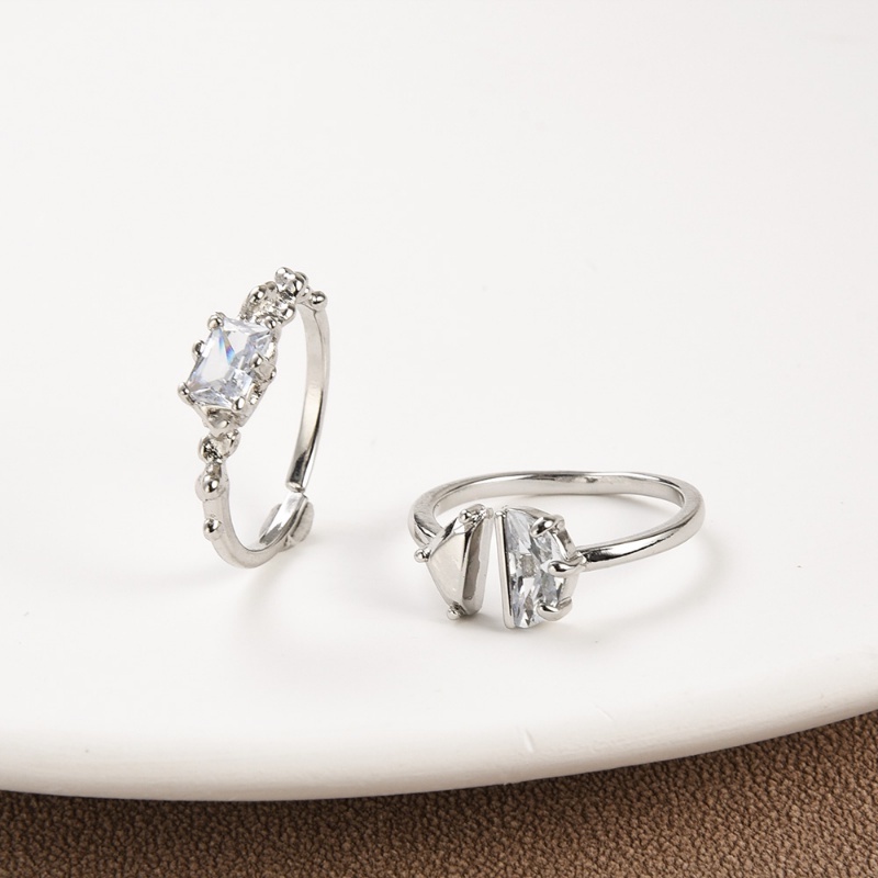 Nhẫn Hở Đính Đá Màu Sắc Đơn Giản Phong Cách Punk Hip Hop Cho Nam Và Nữ