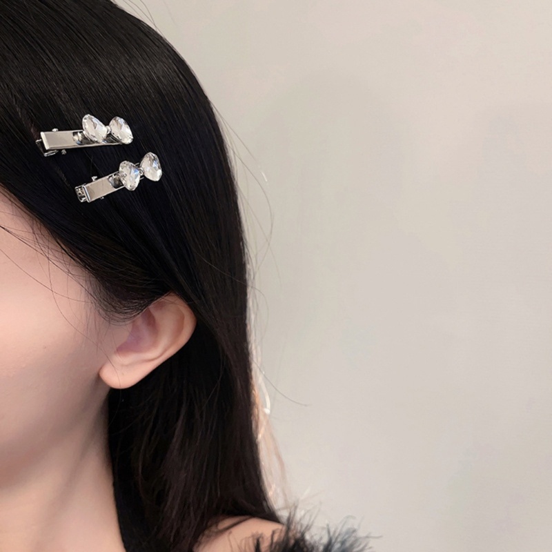 Kẹp Tóc Hình Nơ / Trái Tim Bằng Kim Loại Đính Đá