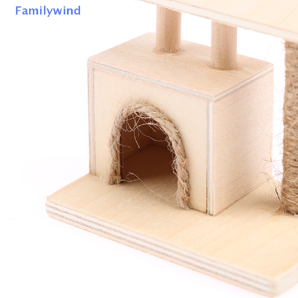 Mô Hình Chú Mèo Leo Trèo Bằng Gỗ Tỉ Lệ 1: 12 Trang Trí Nhà Búp Bê