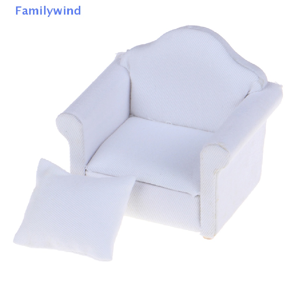 Mô Hình Ghế Sofa Màu Trắng Có Đệm Lưng Tỉ Lệ 1 / 12 Trang Trí Nhà Búp Bê