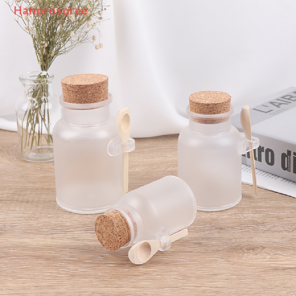 Lọ Nhựa Rỗng Đựng Muối Tắm / Kem / Mỹ Phẩm Có Nút Bần Và Muỗng