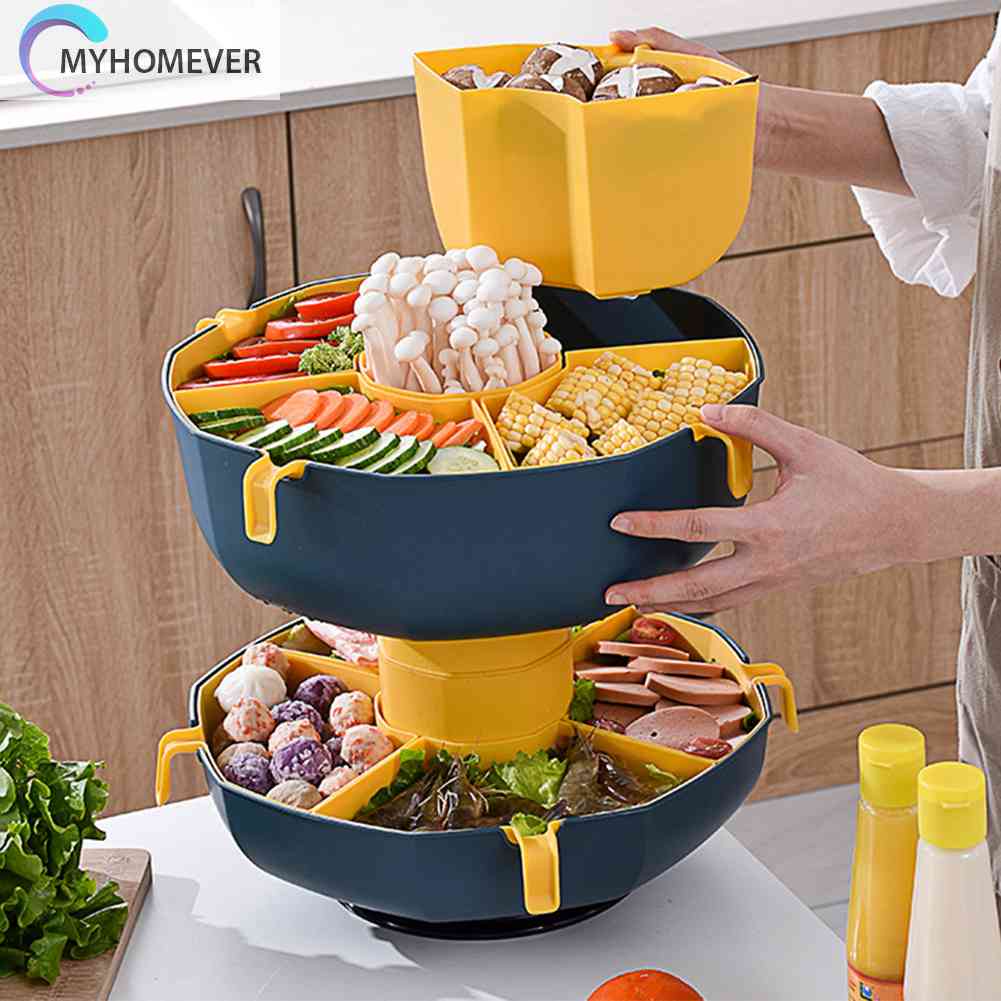 Rổ Đựng Trái Cây Hai Tầng Xoay Được Tiện Lợi Dành Cho Nhà Bếp