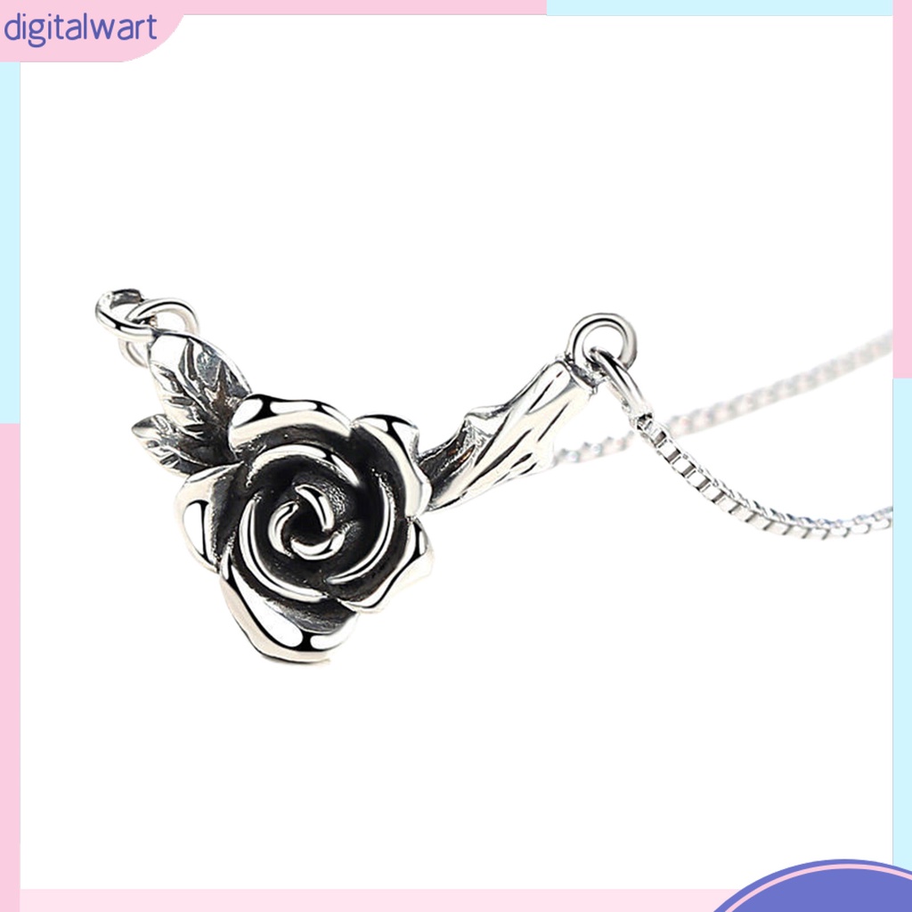 Vòng cổ Mặt Hoa Hồng Đen Viền Màu Bạc Phong Cách Cổ Điển Thời Trang Cho Nữ