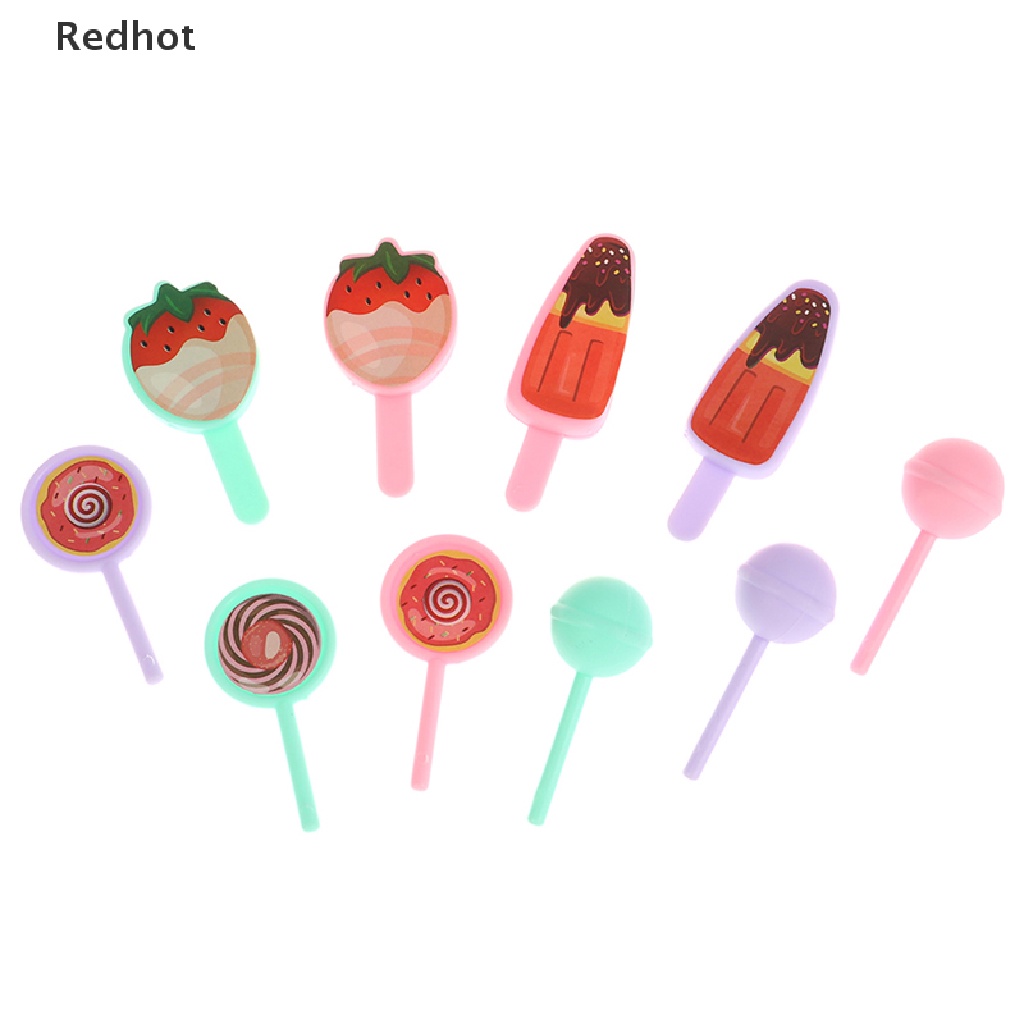 &lt; Redhot &gt; Bộ 10 Món Đồ Chơi Búp Bê Kẹo Mút Tráng Miệng Dễ Thương